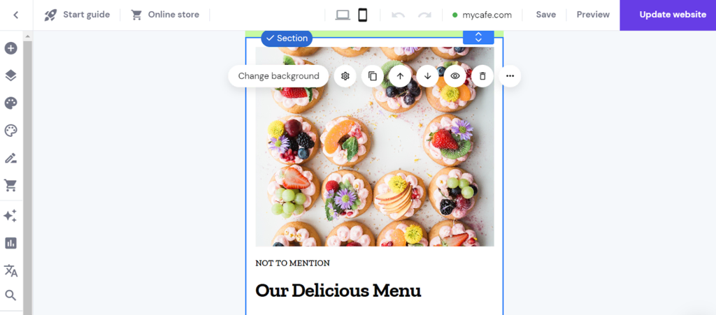Mobile Vorschau des Hostinger Website-Baukastens