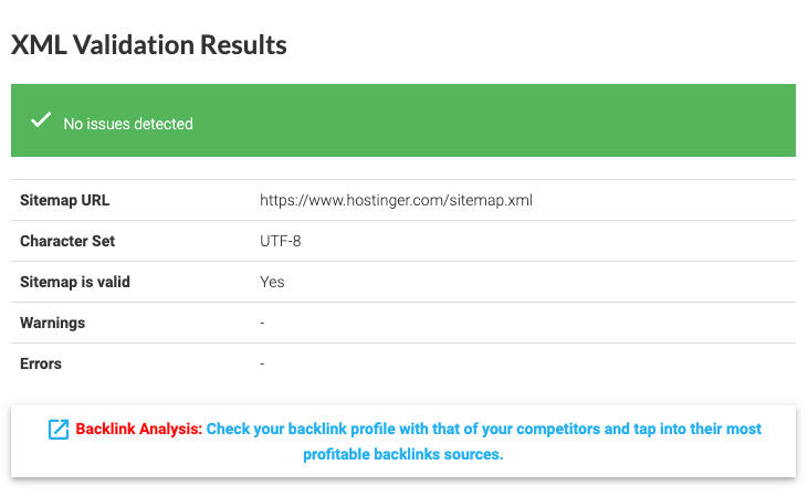 Das Fenster mit den Ergebnissen der XML-Validierung zeigt an, dass keine Probleme festgestellt wurden.