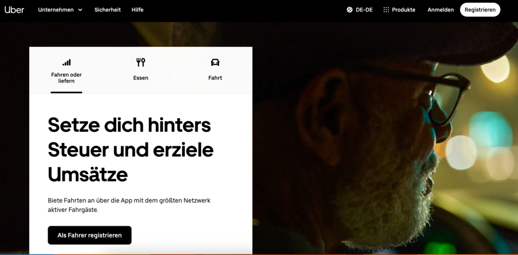 Uber-Homepage