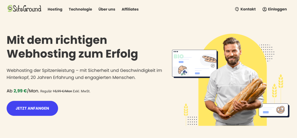SiteGround Webhosting-Angebot