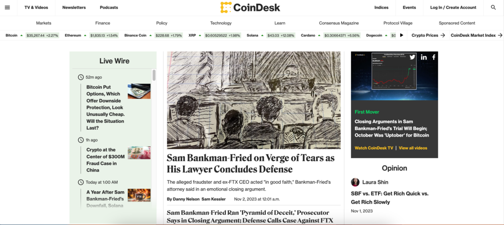 CoinDesk Website