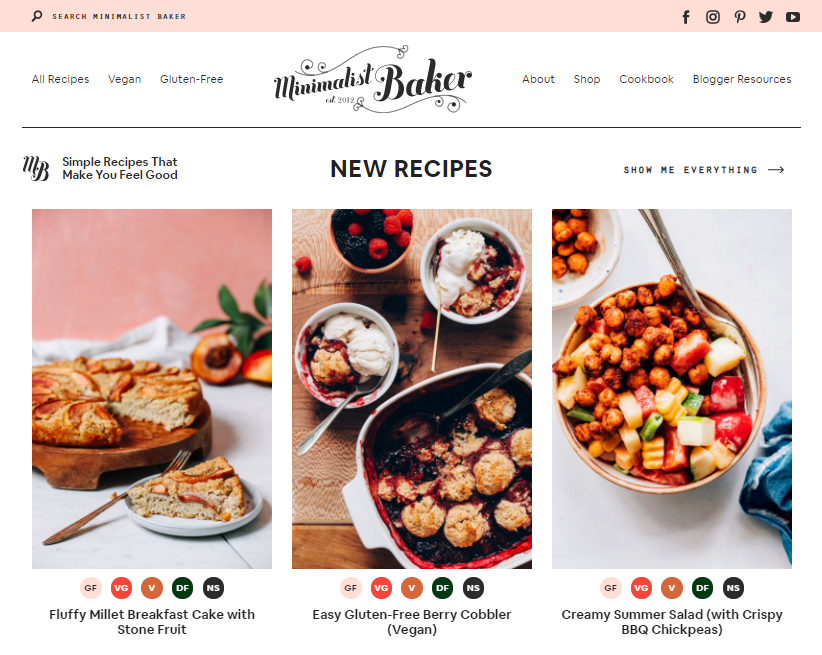 Minimalist Baker Website