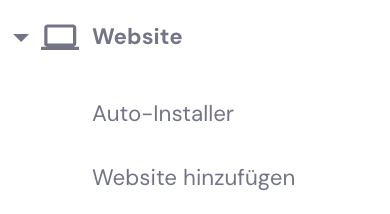Website hinzuf&uuml;gen in der Men&uuml;leiste Website im hPanel