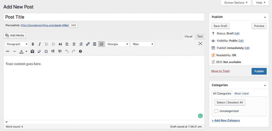 WordPress Beitrags-Editor