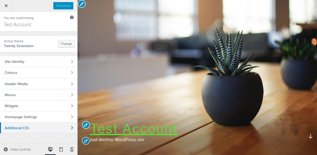 Verwendung eines integrierten Theme-Customizers in WordPress