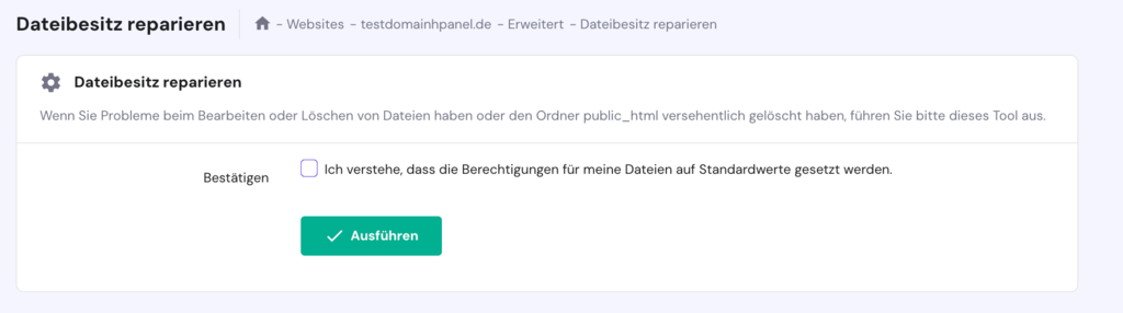 Dateibesitz reparieren - ausführen 