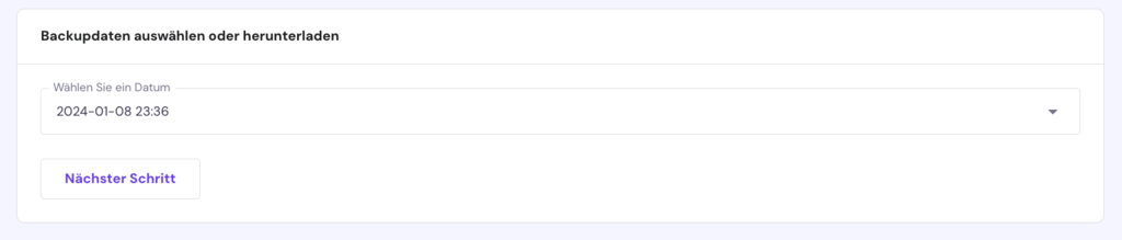 „Nächster Schritt” anklicken