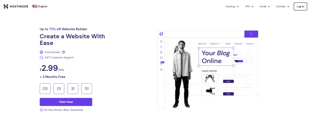 Hostinger Website-Baukasten Homepage