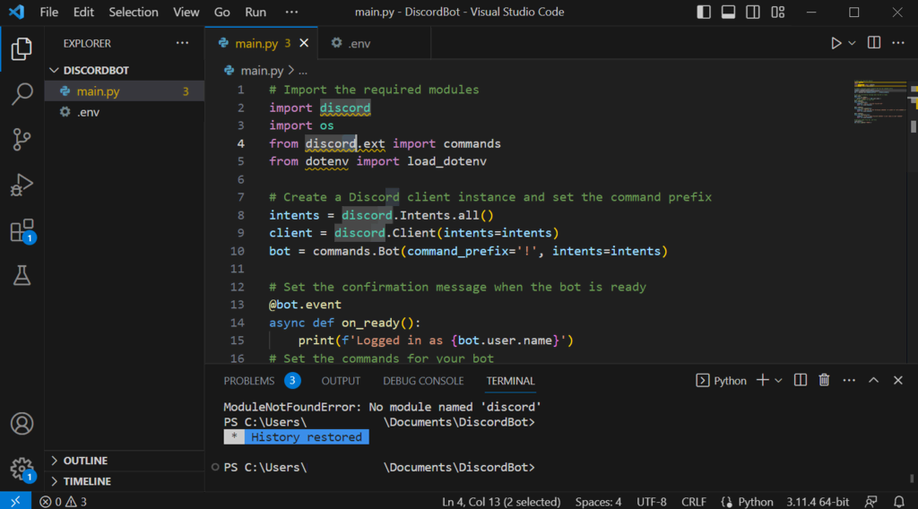 Visual Studio Code Benutzeroberfläche