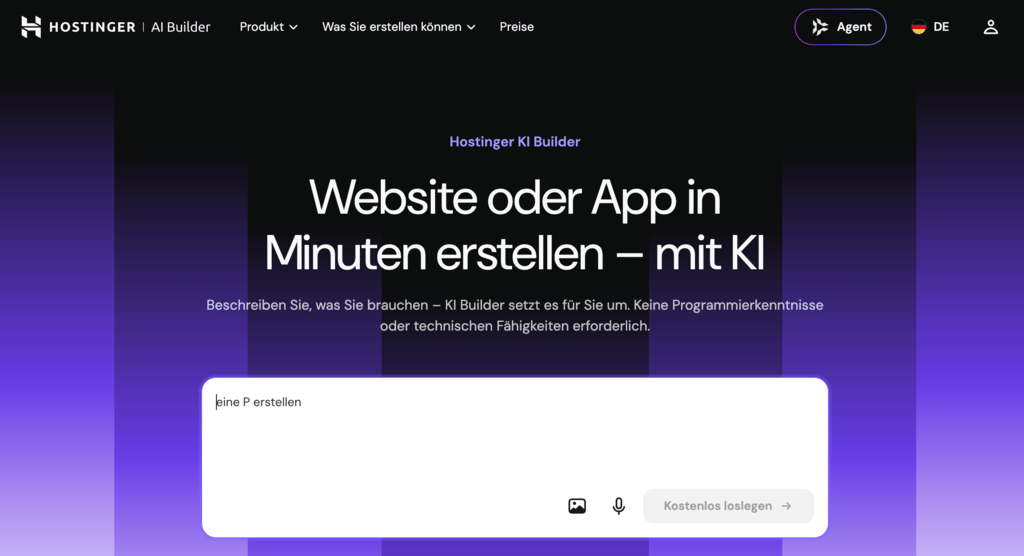Hostinger KI Builder Landingpage