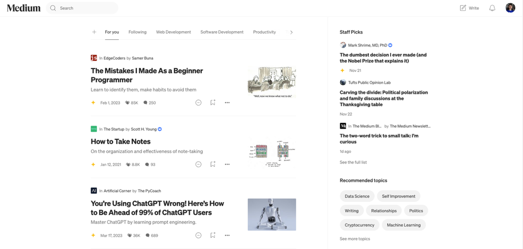 Medium Beitragsempfehlungen