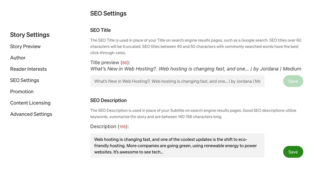 Medium SEO-Funktionen