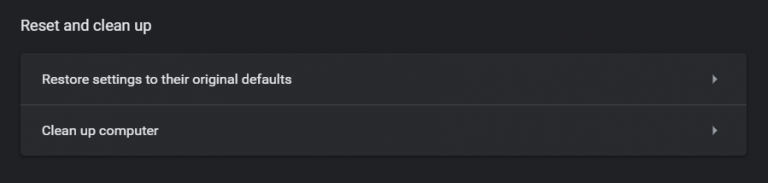 Optionen zum Wiederherstellen der Einstellungen in Google Chrome