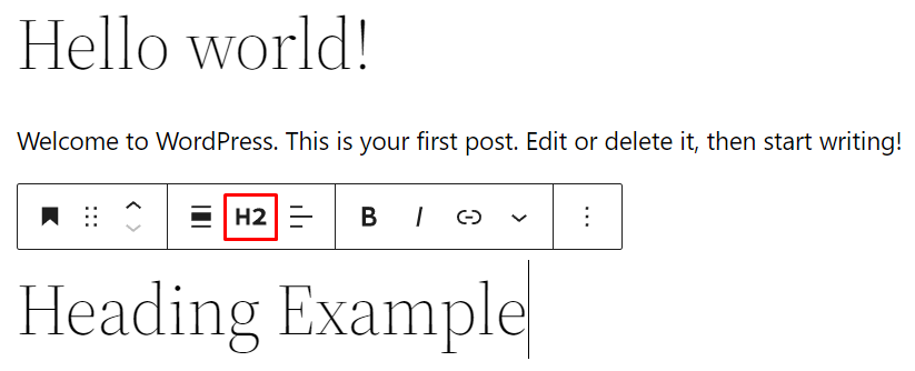 Ausw&auml;hlen des richtigen &Uuml;berschriften-Tags im Editor