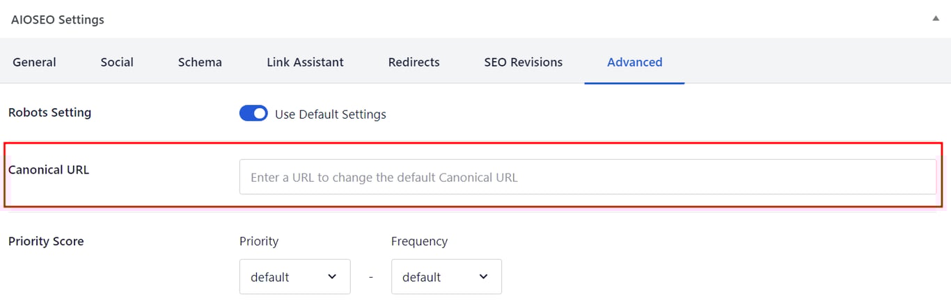 Kanonische URL in AIOSEO einstellen
