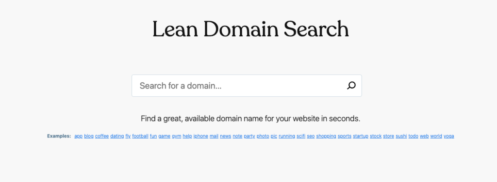 Lean Domain Search Landing-Page