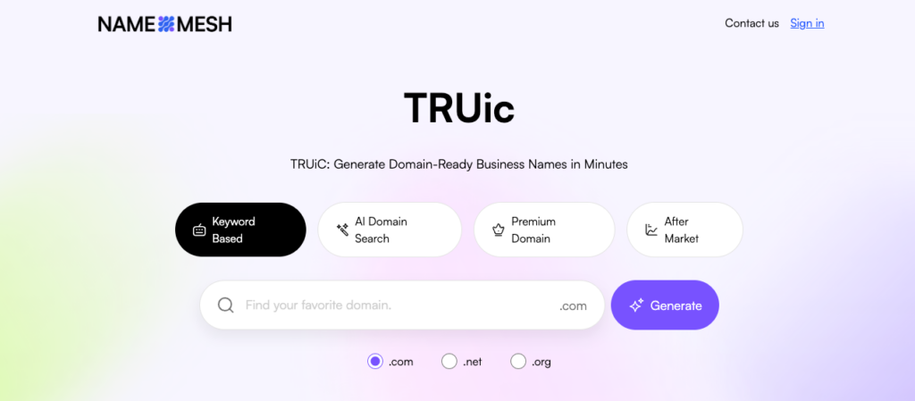 TRUiC domain name generator Landing-Page