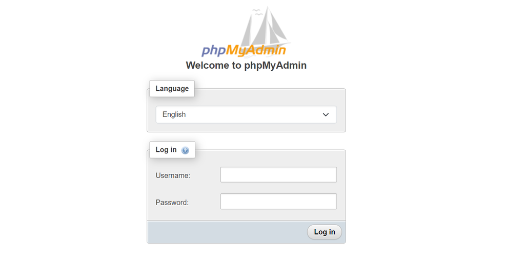 Anmeldeseite von PhpMyAdmin