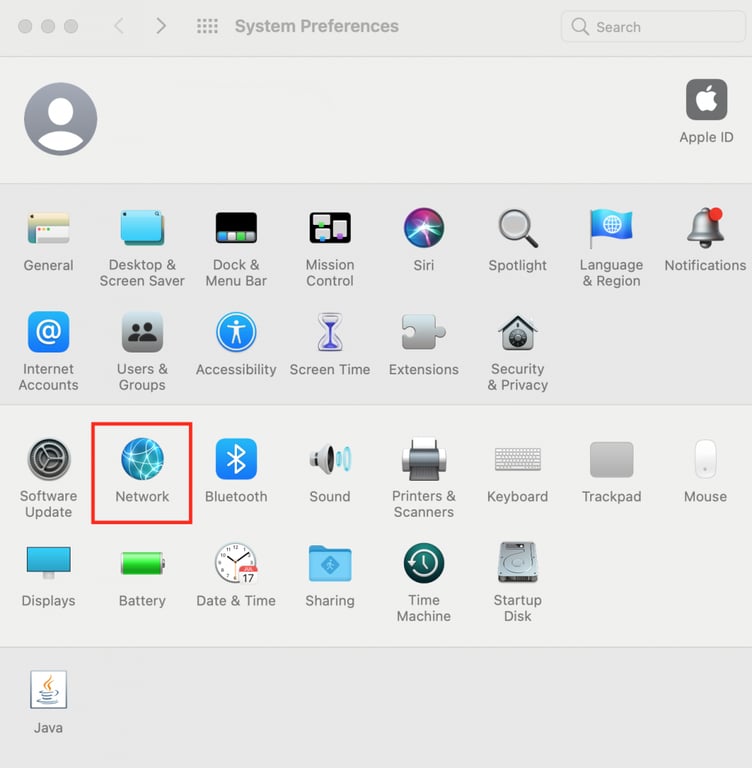 Zugriff auf Netzwerkeinstellungen unter macOS.