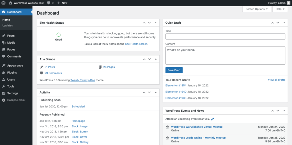 WordPress-Dashboard