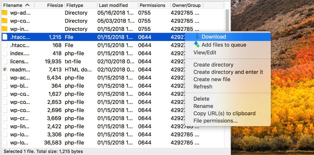 Filezilla .htaccess-Datei herunterladen