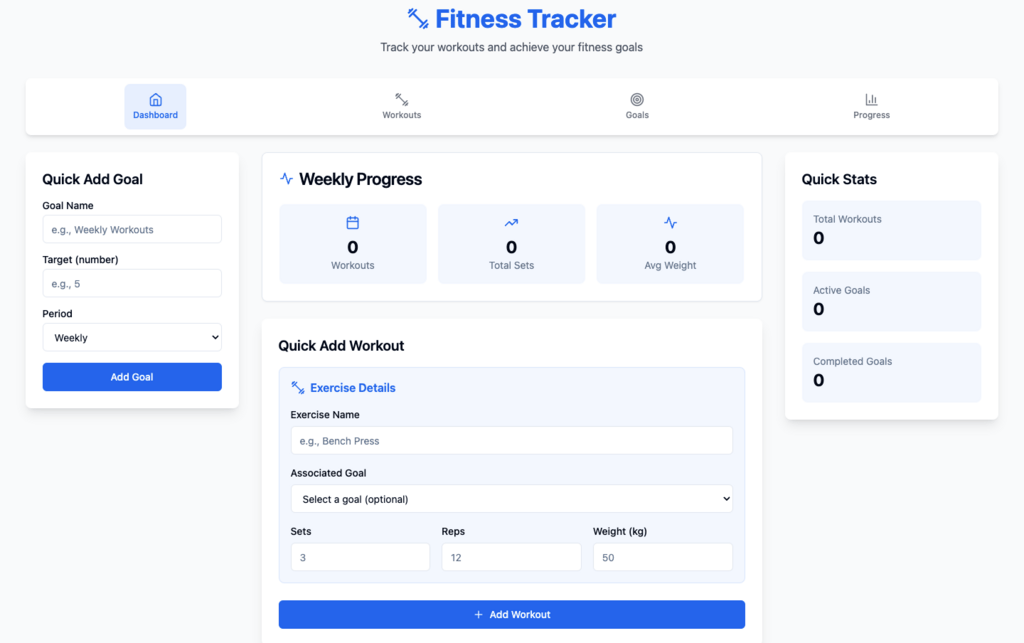 Eine mit Hostinger Horizons entwickelte Fitness-Tracker-App