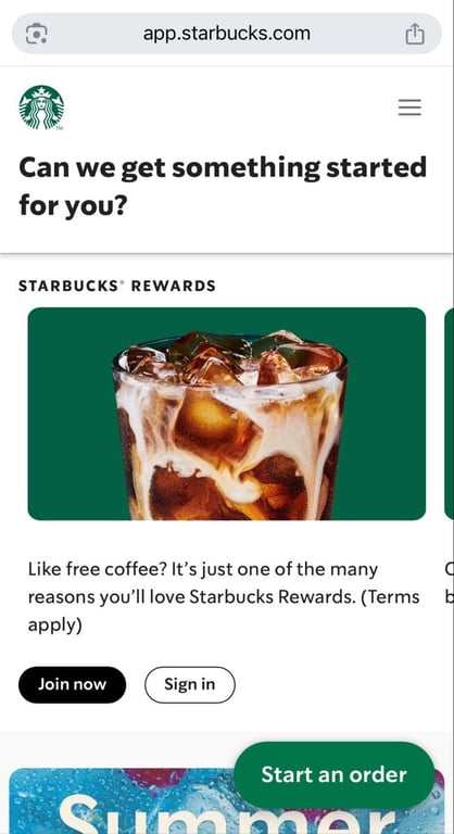Starbucks Mobilansicht