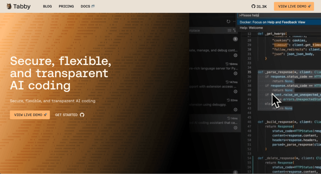 Startseite von TabbyML