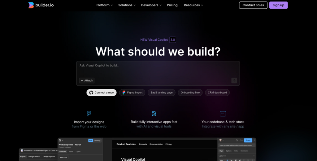 Startseite von Visual Copilot