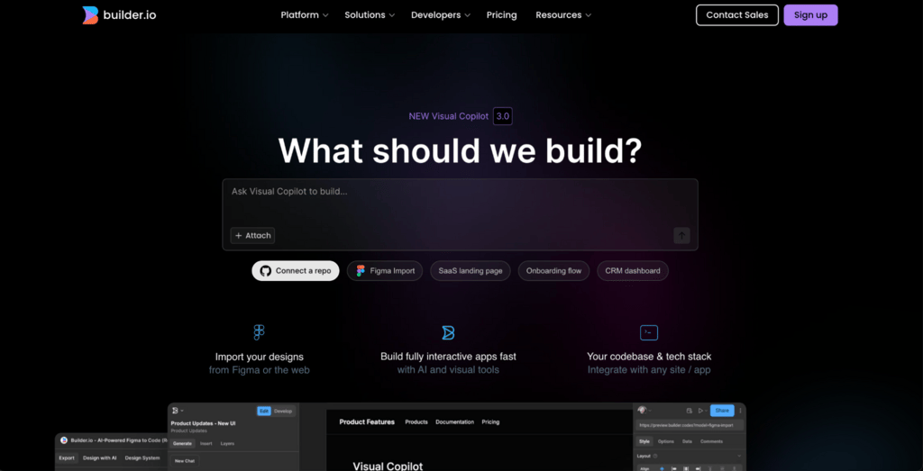 Startseite von Visual Copilot