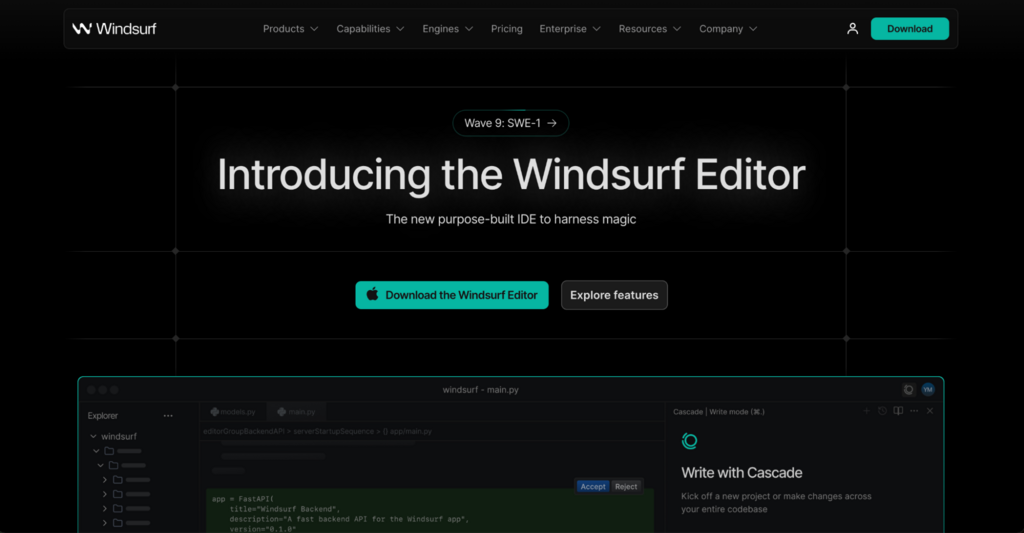 Startseite von Windsurf