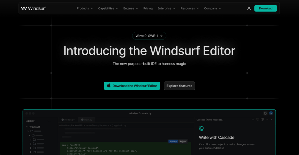 Startseite von Windsurf