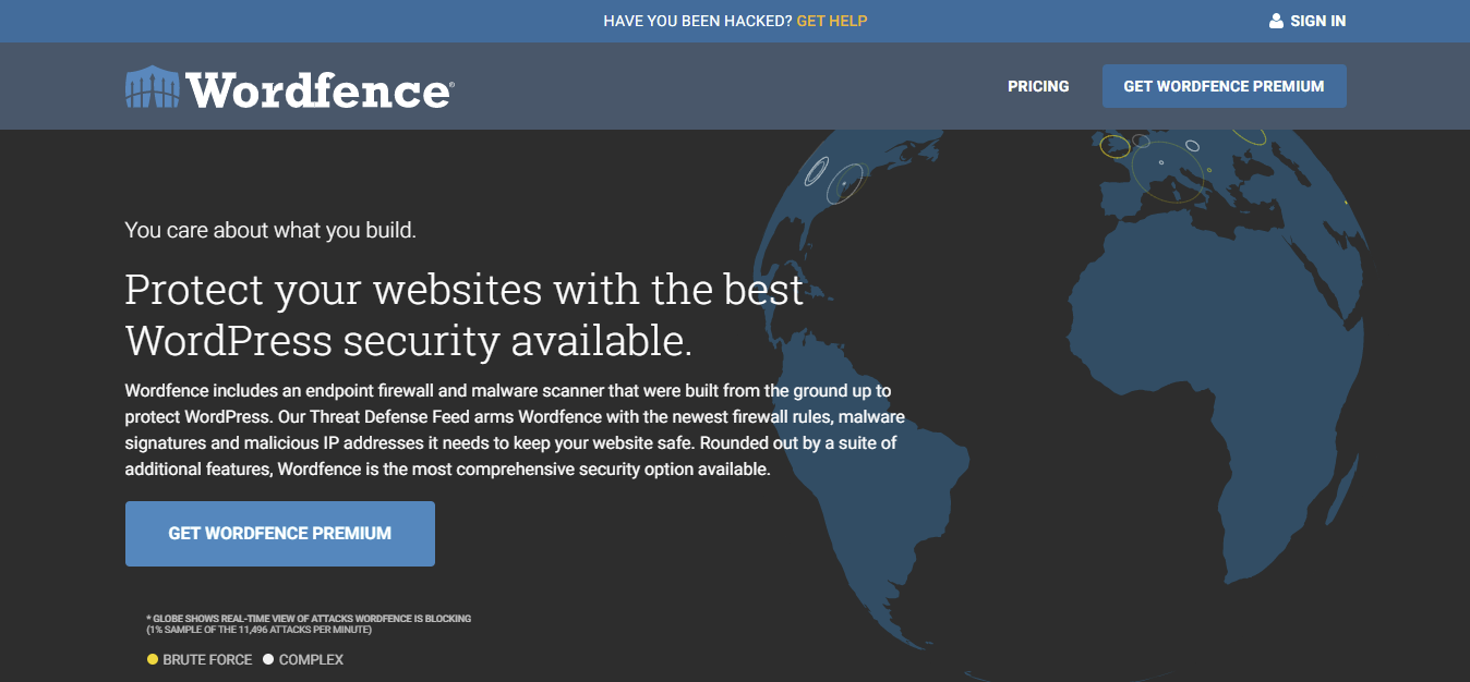 Die Homepage von Wordfence