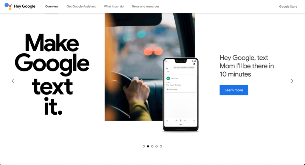 Startseite von Google Assistant