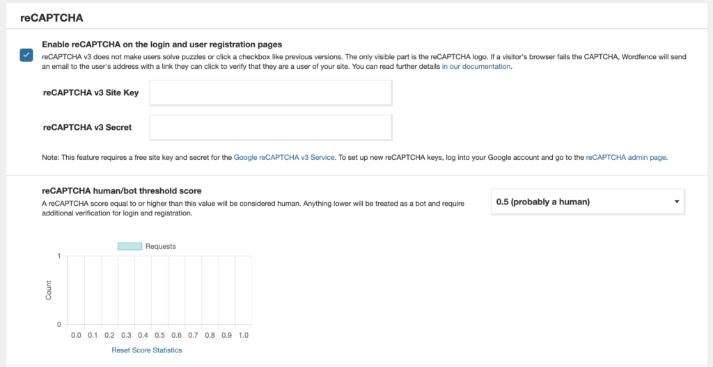 Die reCAPTCHA-Funktion in Wordfence