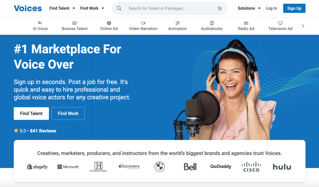 Voices.com homepage
