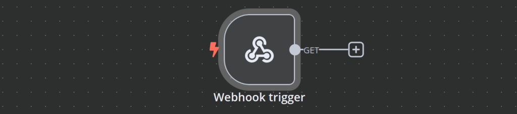 n8n Workflow-Leinwand mit einem Webhook-Trigger-Knoten
