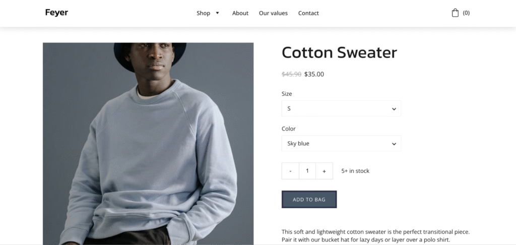 hostinger-website-baukasten-vorlage-produktseite-beispiel