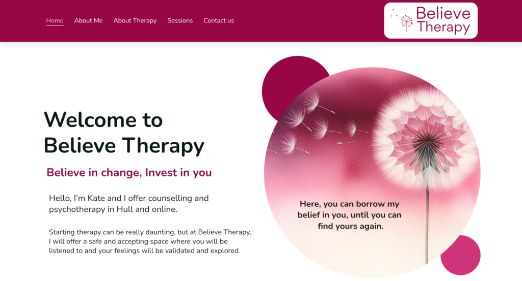 Homepage von Believe Therapy
