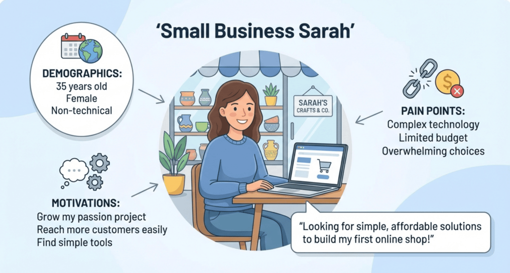 Beispielhafte Nutzerpersona von „Small Business Sarah“