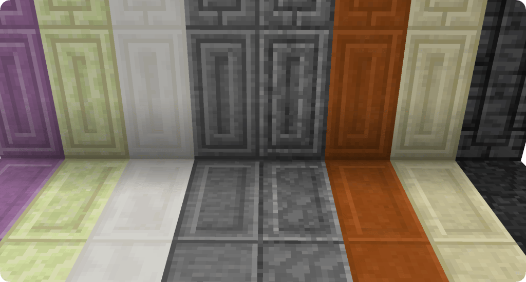 Bild, das verschiedene Minecraft-Blöcke mit einzigartigen Designmustern zeigt