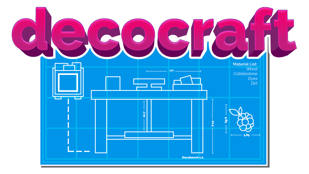 decocraft-Logo mit einer Blaupause eines Schreibtischs darunter