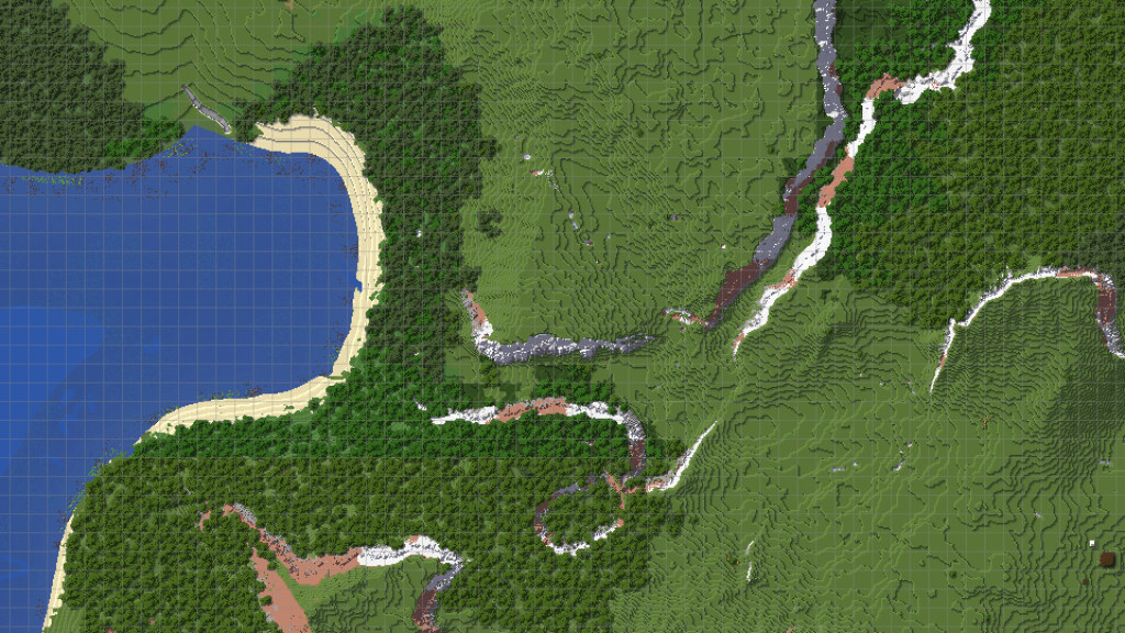 Bild, das eine mit JourneyMap generierte Minecraft-Karte zeigt.