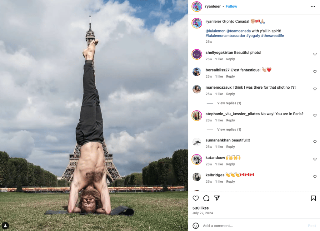 Ryan Leiers Beitrag über die Teilnahme an Lululemons Veranstaltung im Ausland