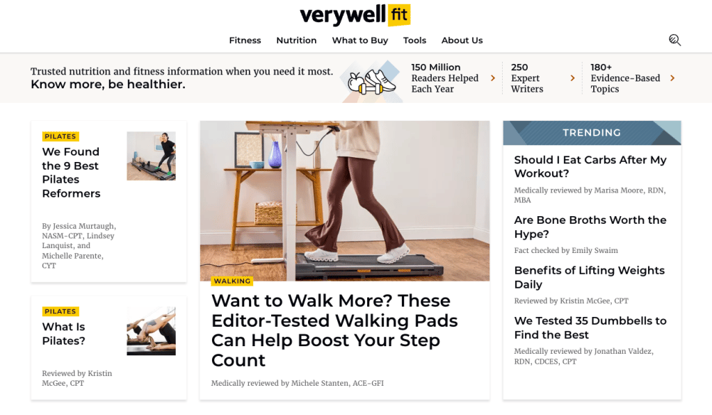 Verywell Fit-Startseite