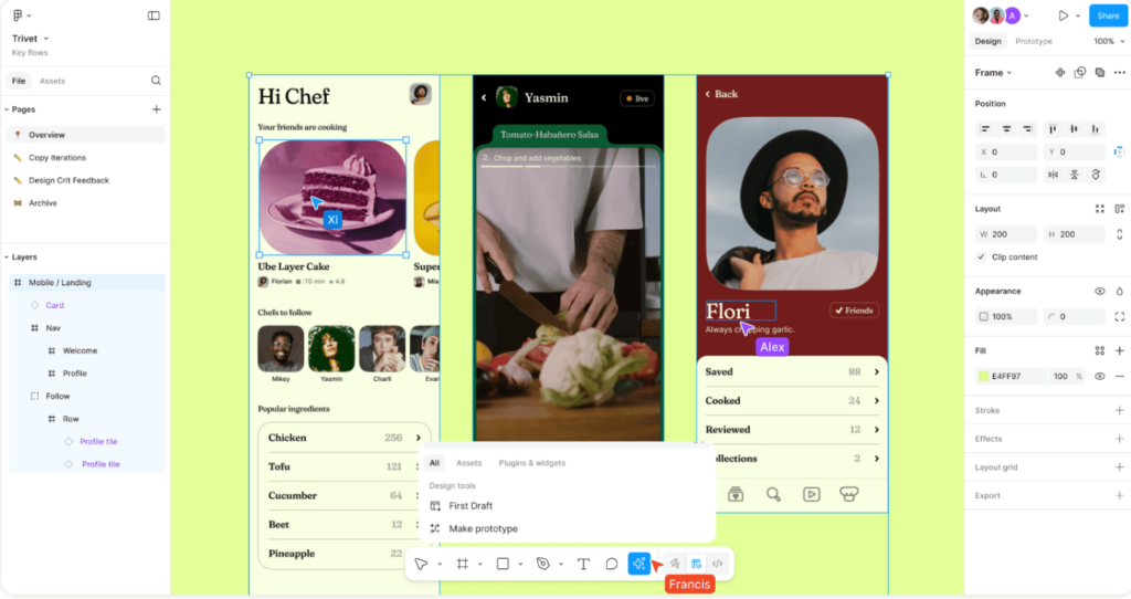 Screenshot mit der Benutzeroberfläche des Figma-Tools