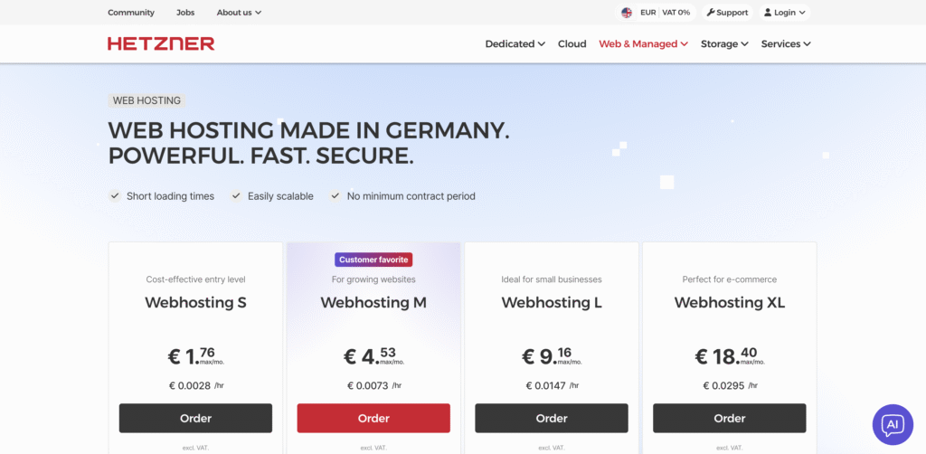 Hetzner-Hosting-Landingpage
