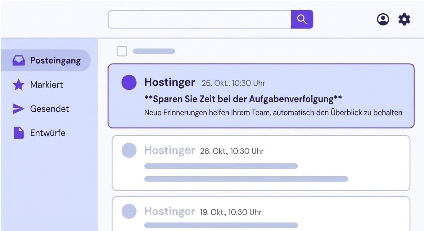 Beispiel f&uuml;r einen Posteingang mit einer ungelesenen Nachricht