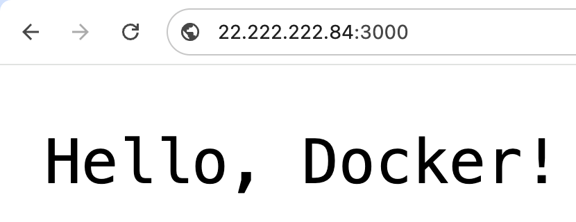 Die Meldung &bdquo;Hello Docker&ldquo; im Browser