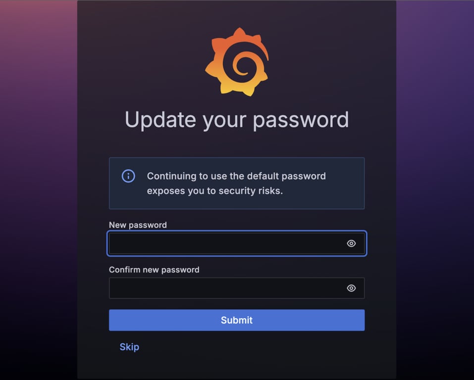 Dialog zum &Auml;ndern des Grafana-Passworts